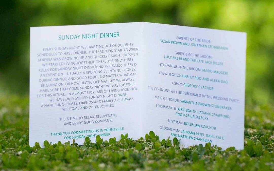 Square Wedding Program