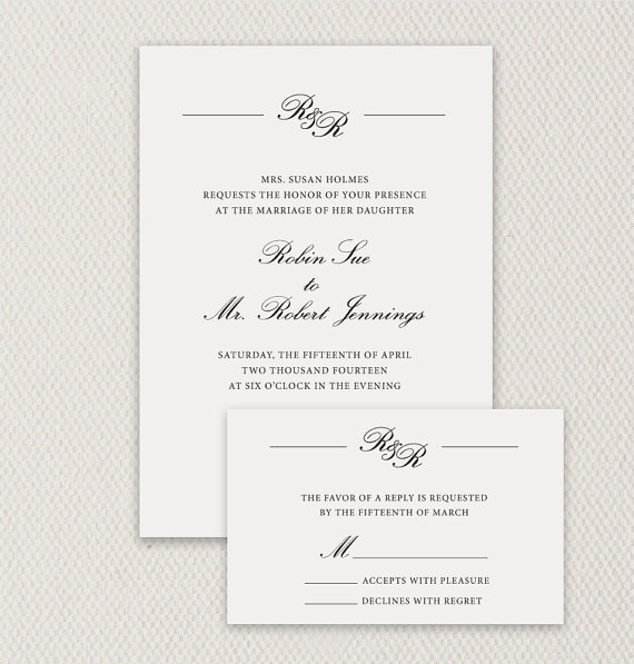 classic wedding invitation | White Tie Designs